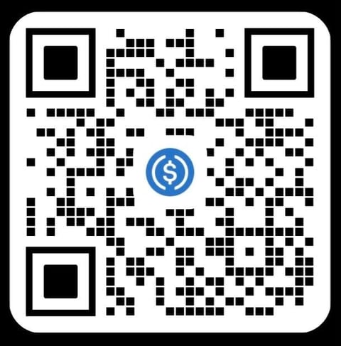 QR code with dollar sign symbol in the center on white background